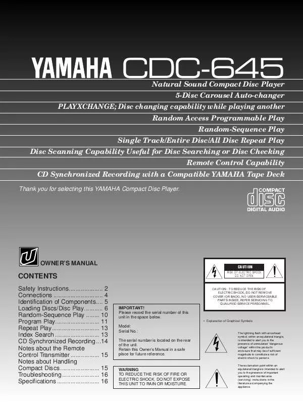 Mode d'emploi YAMAHA CDC-645
