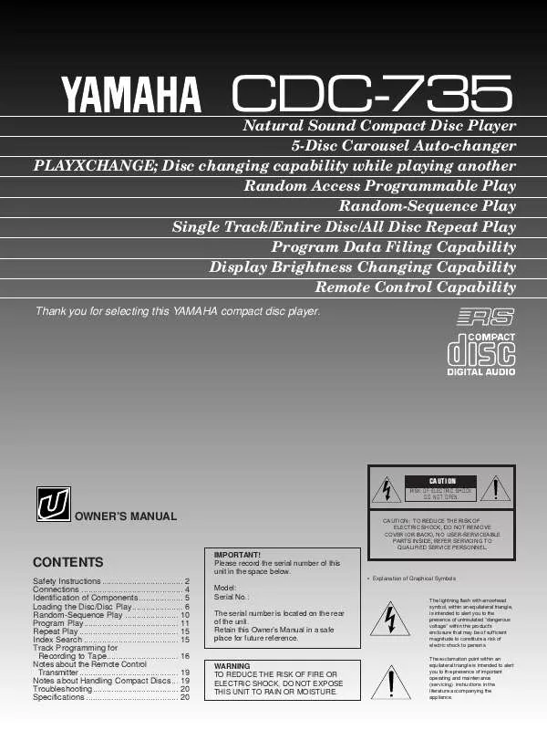 Mode d'emploi YAMAHA CDC-735