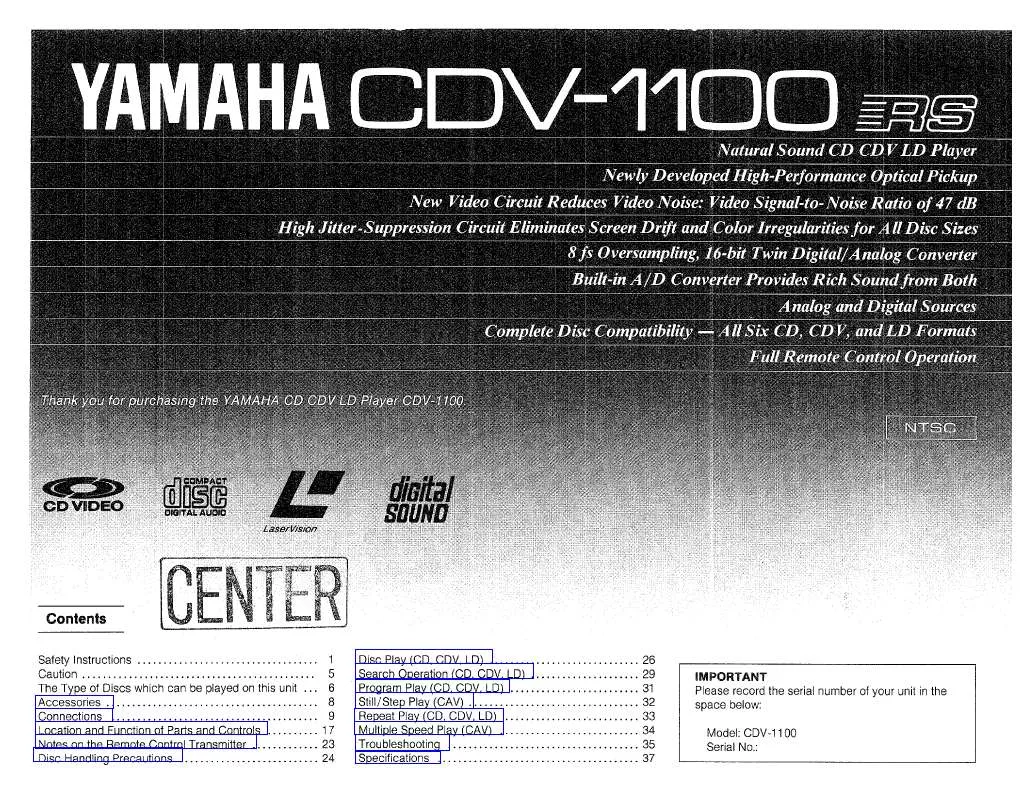 Mode d'emploi YAMAHA CDV-1100