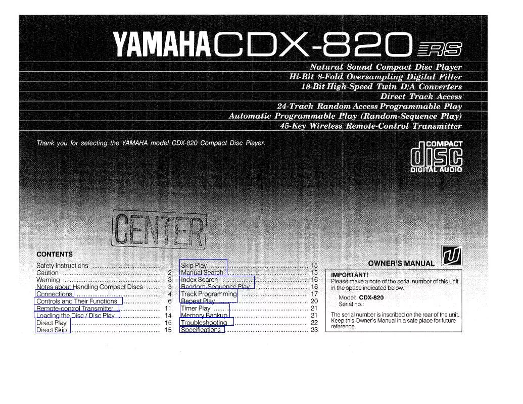 Mode d'emploi YAMAHA CDX-820