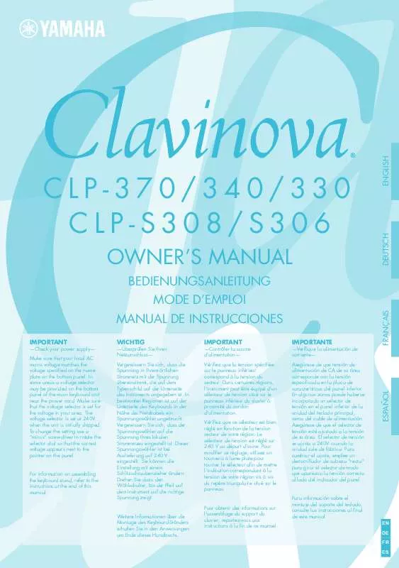 Mode d'emploi YAMAHA CLAVINOVA CLP-330