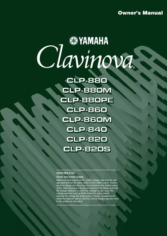 Mode d'emploi YAMAHA CLP-880-880M-880PE-860-860M-840-820-820S