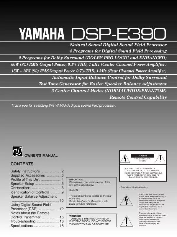 Mode d'emploi YAMAHA DSP-E390
