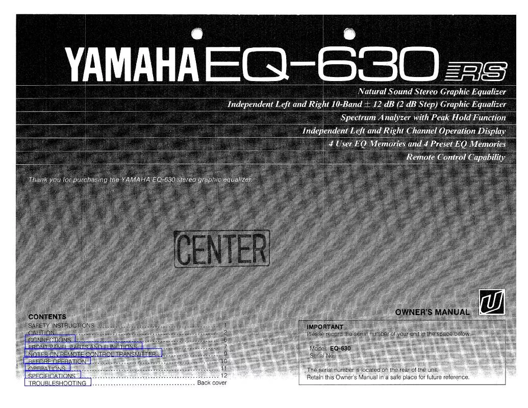 Mode d'emploi YAMAHA EQ-630