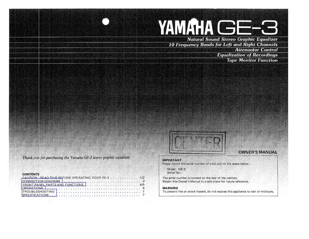Mode d'emploi YAMAHA GE-3
