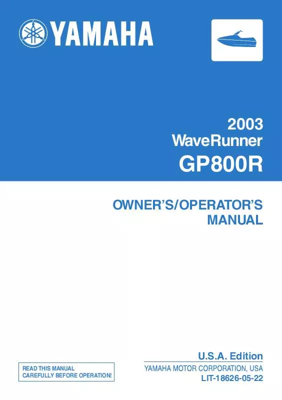 Mode d'emploi YAMAHA GP800R-2003