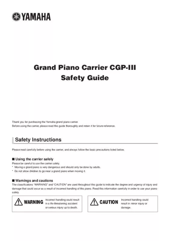 Mode d'emploi YAMAHA GRAND PIANO CARRIER CGP-III