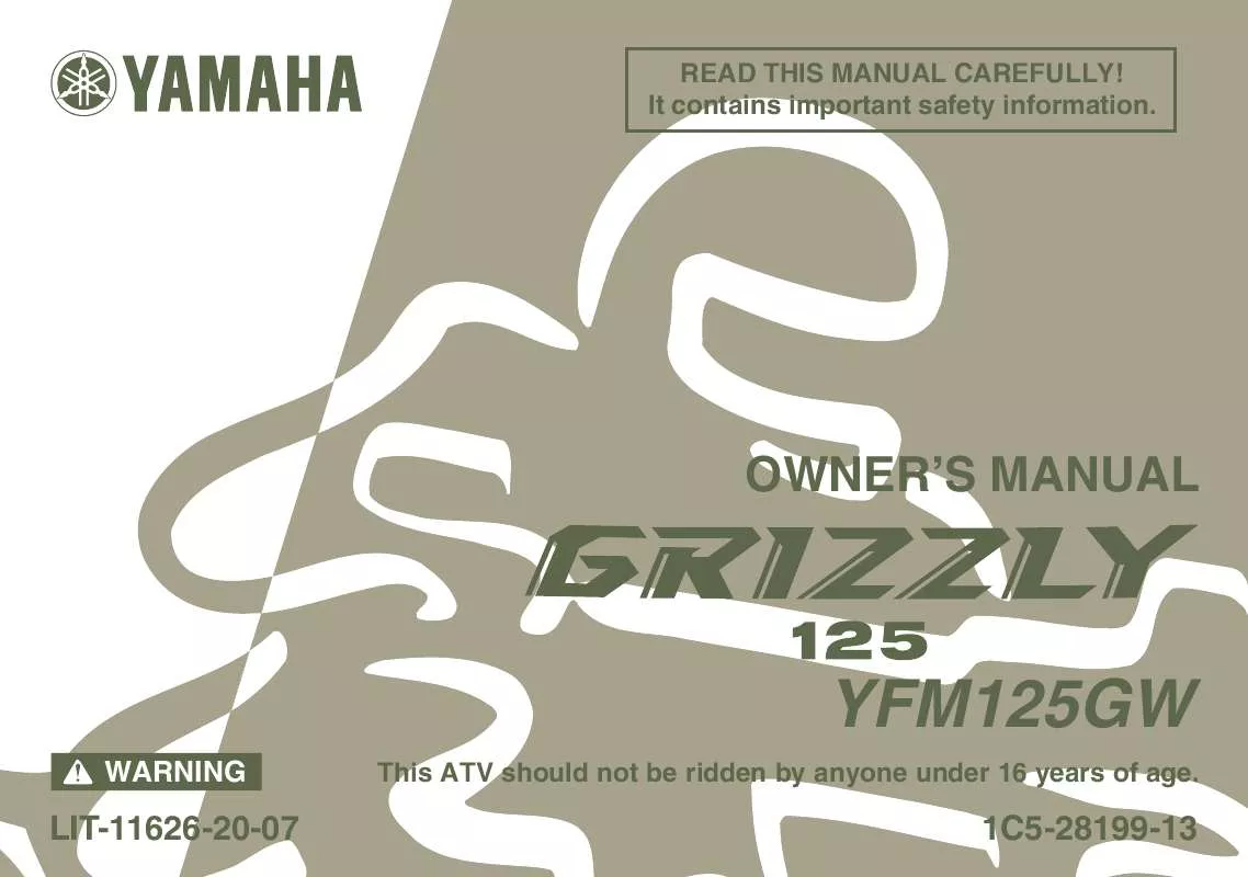 Mode d'emploi YAMAHA GRIZZLY 125 AUTOMATIC-2007