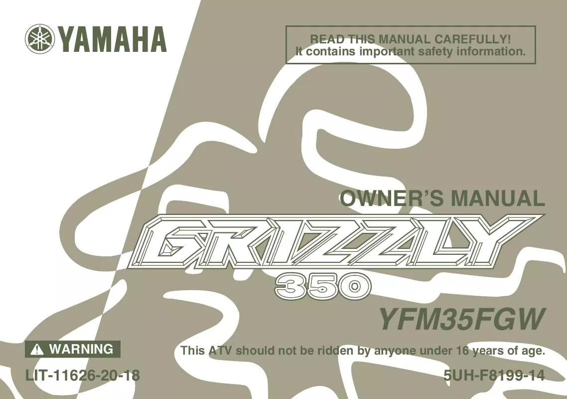 Mode d'emploi YAMAHA GRIZZLY 350 AUTO. 4X4-2007
