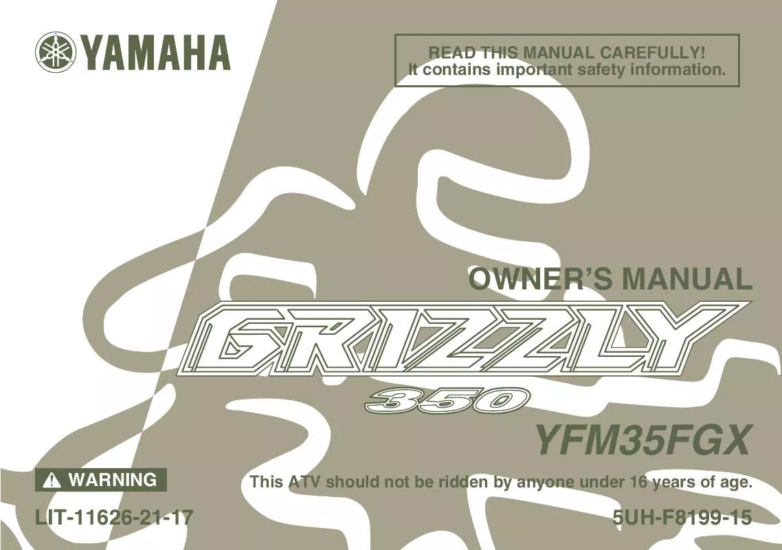 Mode d'emploi YAMAHA GRIZZLY 350 AUTO. 4X4-2008