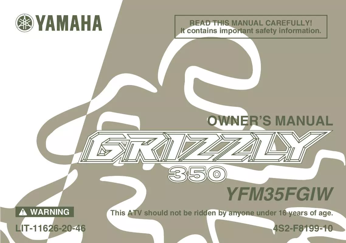 Mode d'emploi YAMAHA GRIZZLY 350 IRS AUTO. 4X4-2007