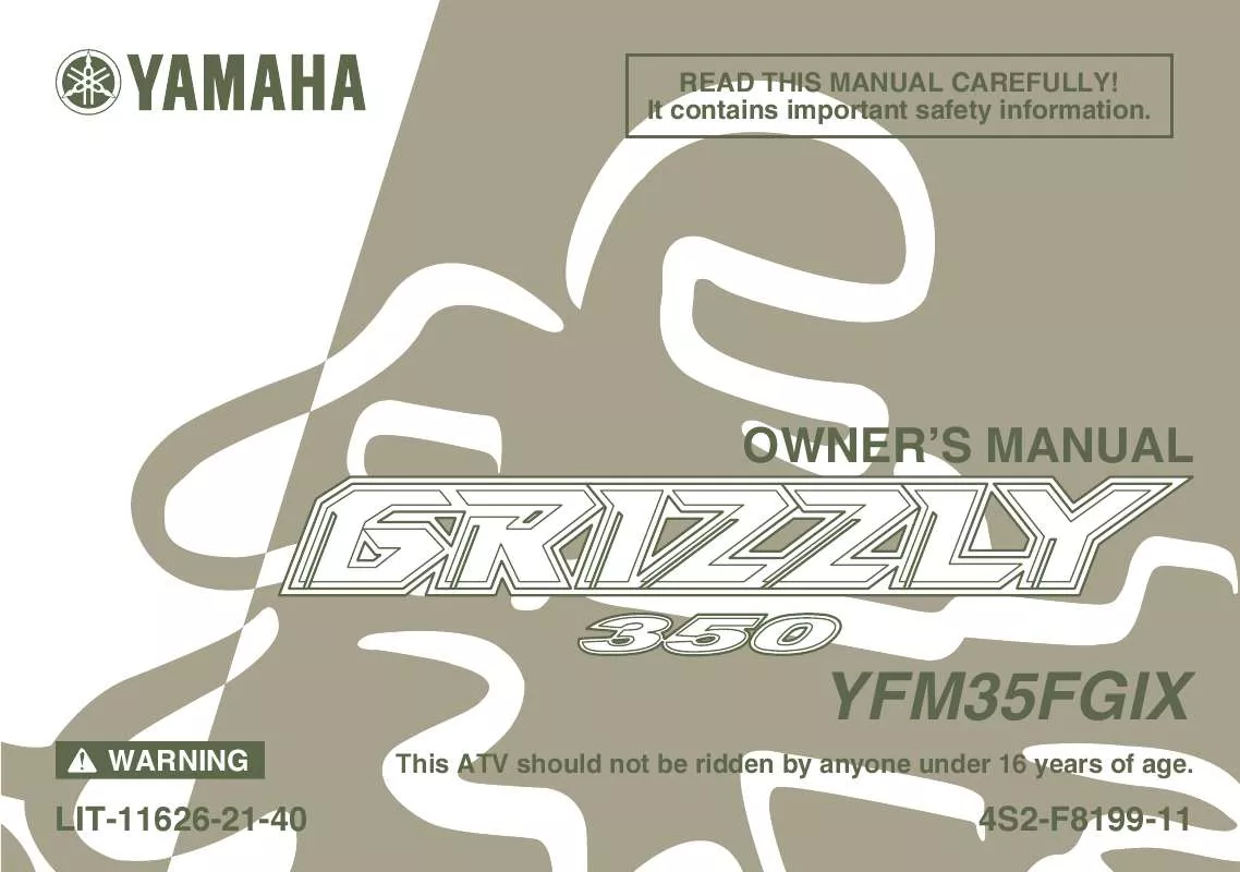 Mode d'emploi YAMAHA GRIZZLY 350 IRS AUTO. 4X4-2008