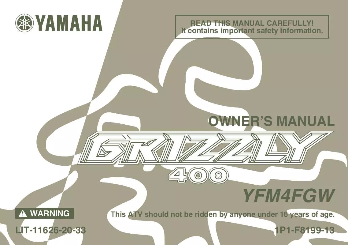Mode d'emploi YAMAHA GRIZZLY 400 AUTO. 4X4-2007