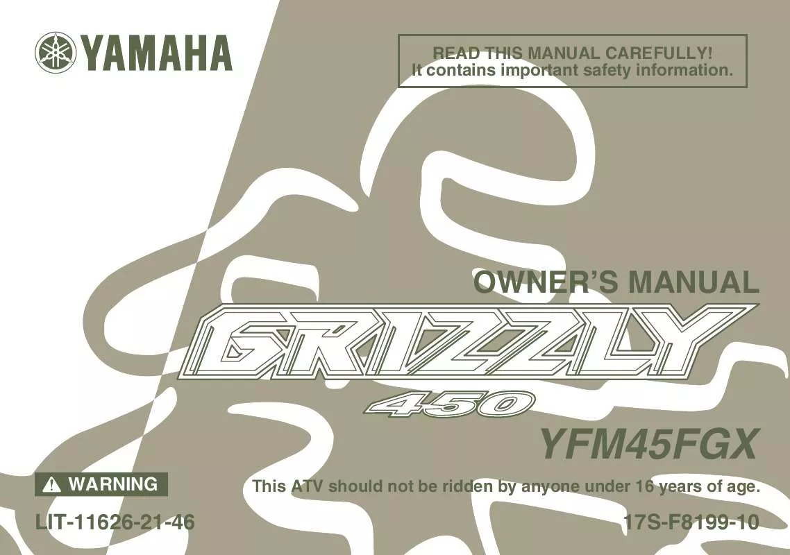 Mode d'emploi YAMAHA GRIZZLY 450 AUTO. 4X4 IRS SPECIAL EDITION-2008