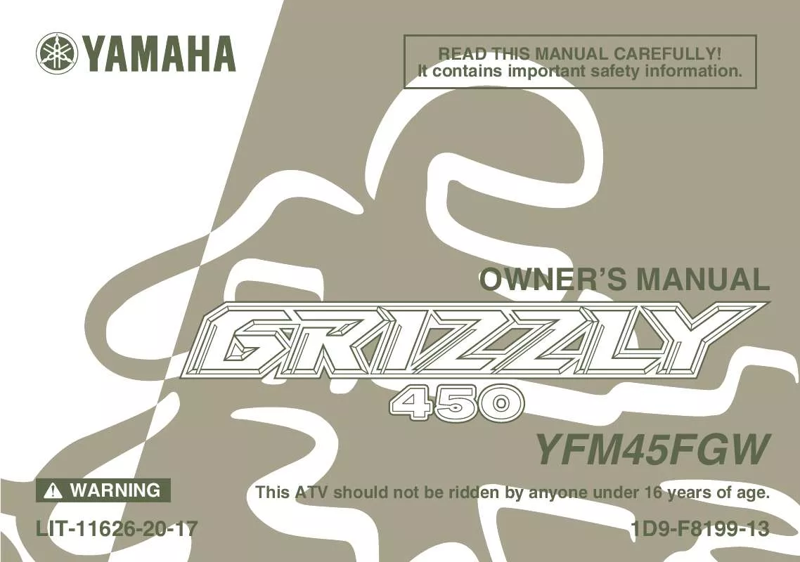 Mode d'emploi YAMAHA GRIZZLY 450 AUTO. 4X4 OUTDOORSMAN EDITION-2007