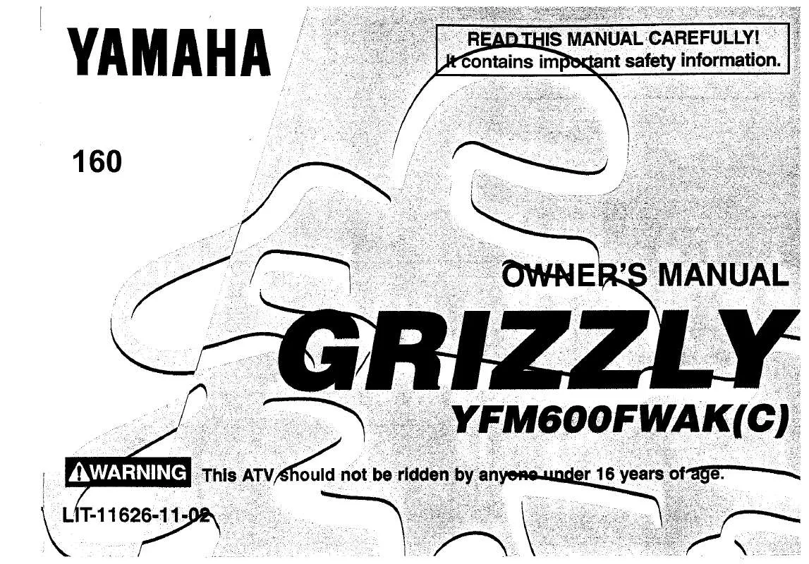 Mode d'emploi YAMAHA GRIZZLY 600 AUTO 4X4-1998