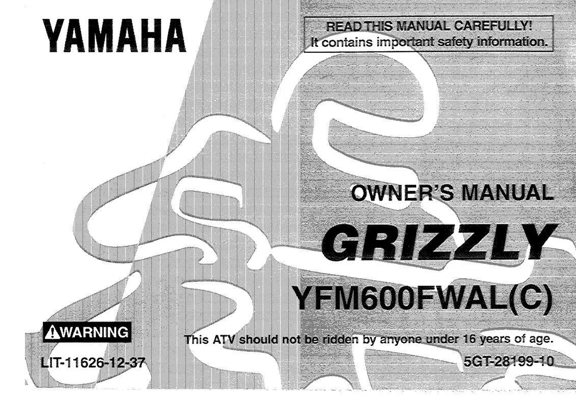 Mode d'emploi YAMAHA GRIZZLY 600 AUTO 4X4-1999