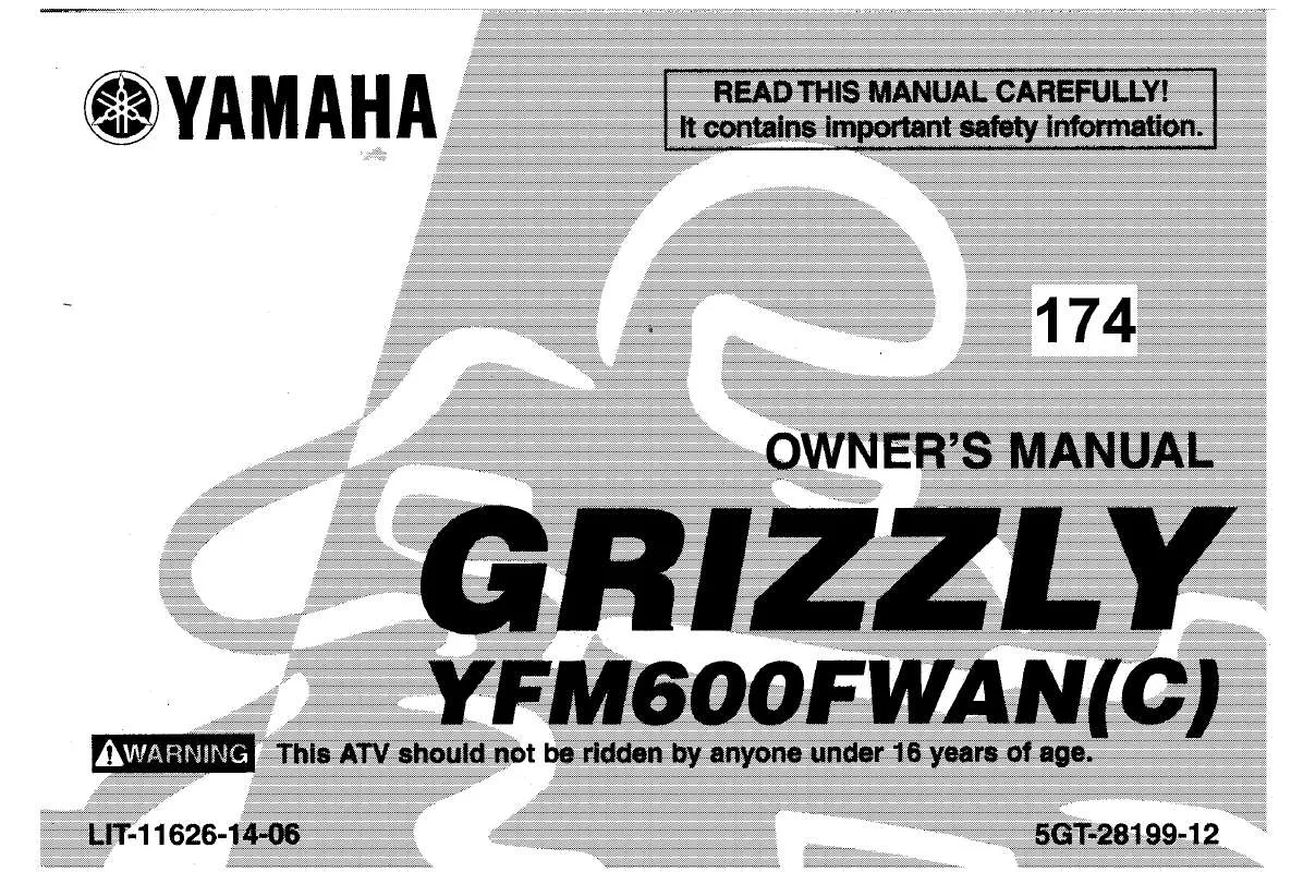Mode d'emploi YAMAHA GRIZZLY 600 AUTO 4X4-2001