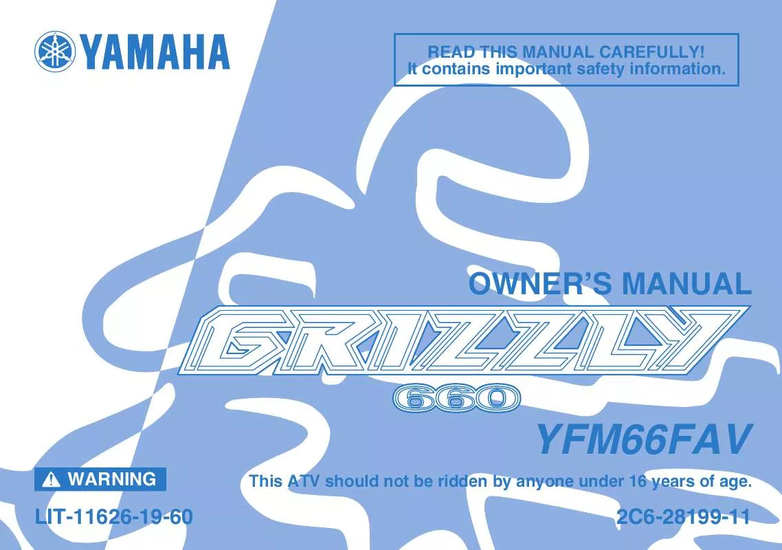 Mode d'emploi YAMAHA GRIZZLY 660 AUTO. 4X4 OUTDOORSMAN EDITION-2006