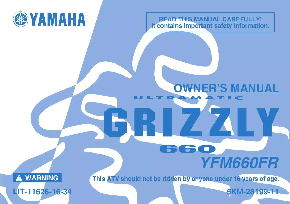 Mode d'emploi YAMAHA GRIZZLY 660 AUTO. 4X4-2003