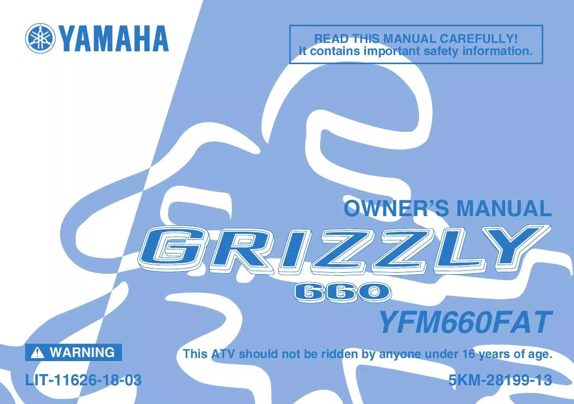 Mode d'emploi YAMAHA GRIZZLY 660 AUTO. 4X4-2005