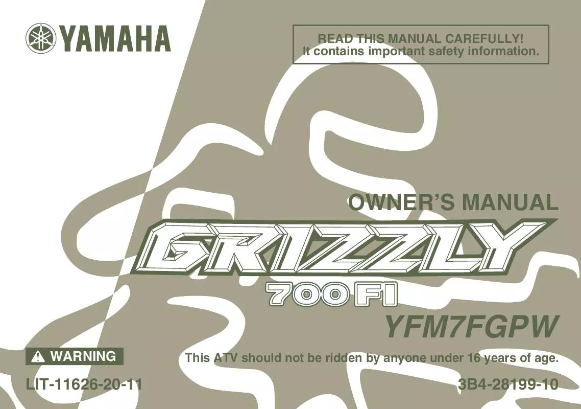 Mode d'emploi YAMAHA GRIZZLY 700 FI AUTO. 4X4 EPS DUCKS UNLIMITED EDITION-2007