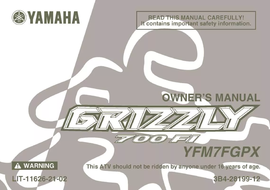 Mode d'emploi YAMAHA GRIZZLY 700 FI AUTO. 4X4 EPS-2008