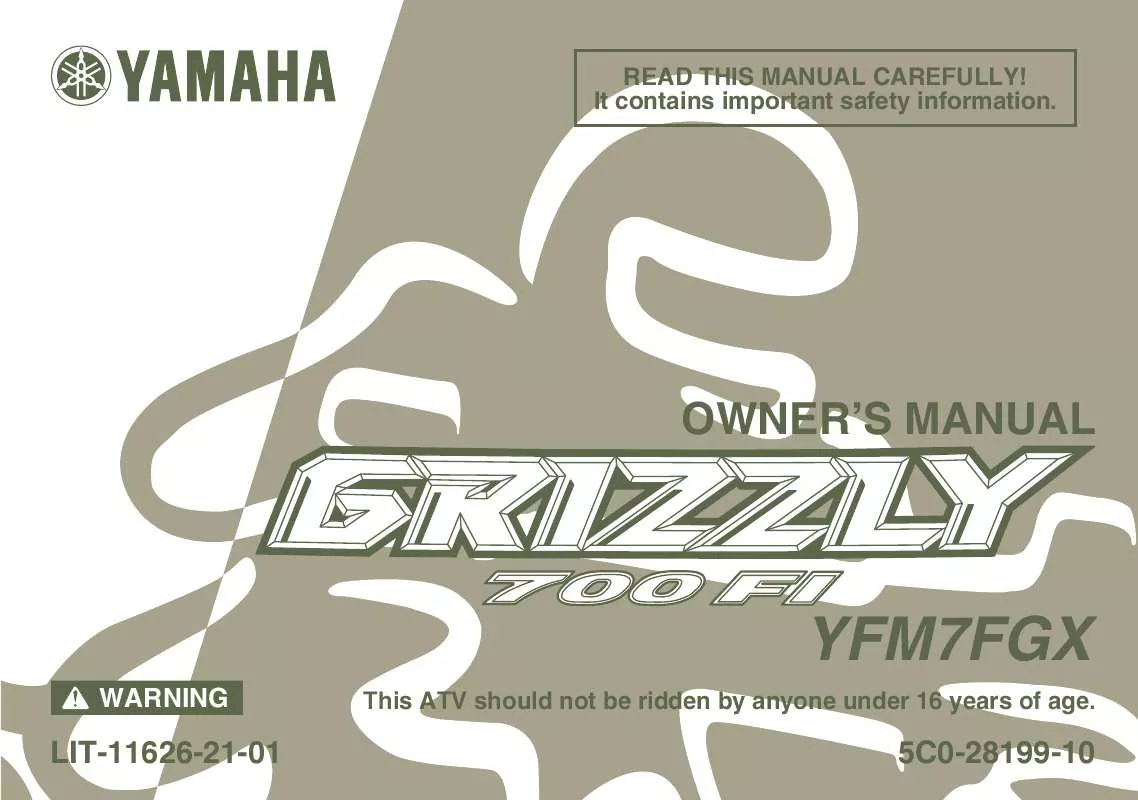 Mode d'emploi YAMAHA GRIZZLY 700 FI AUTO. 4X4-2008