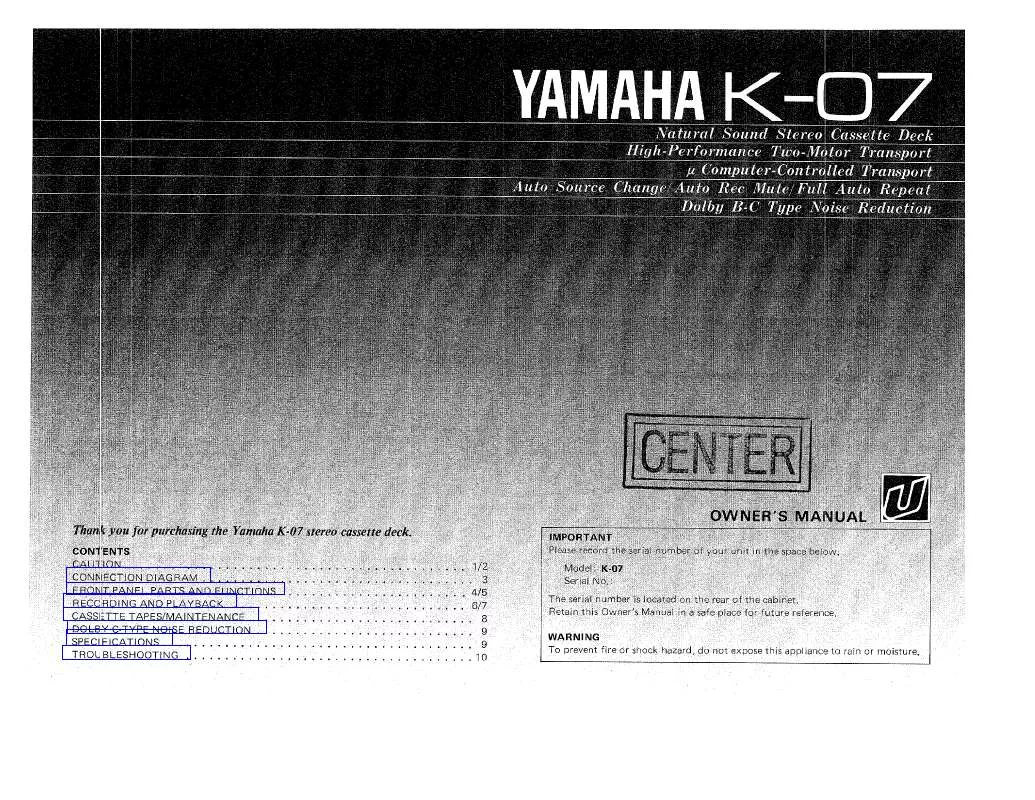 Mode d'emploi YAMAHA K-07