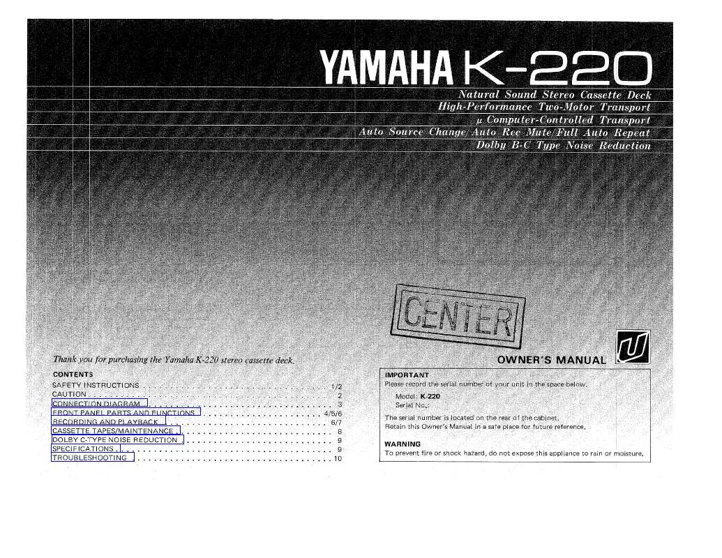 Mode d'emploi YAMAHA K-220