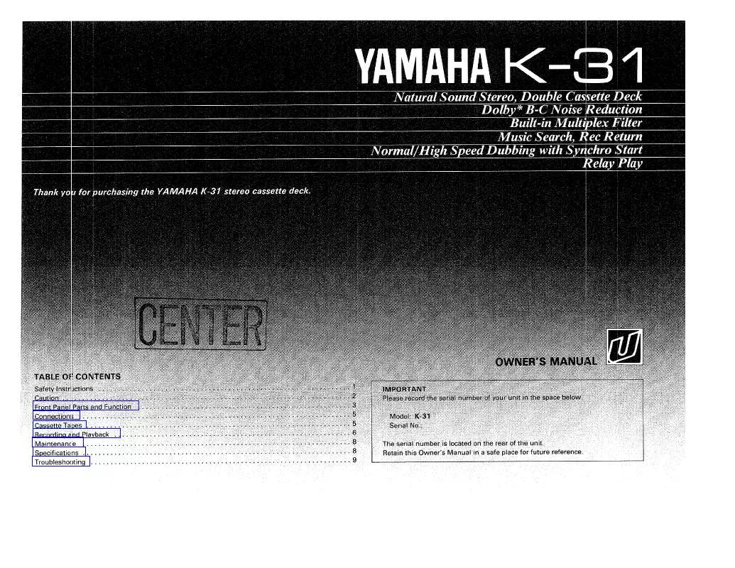 Mode d'emploi YAMAHA K-31