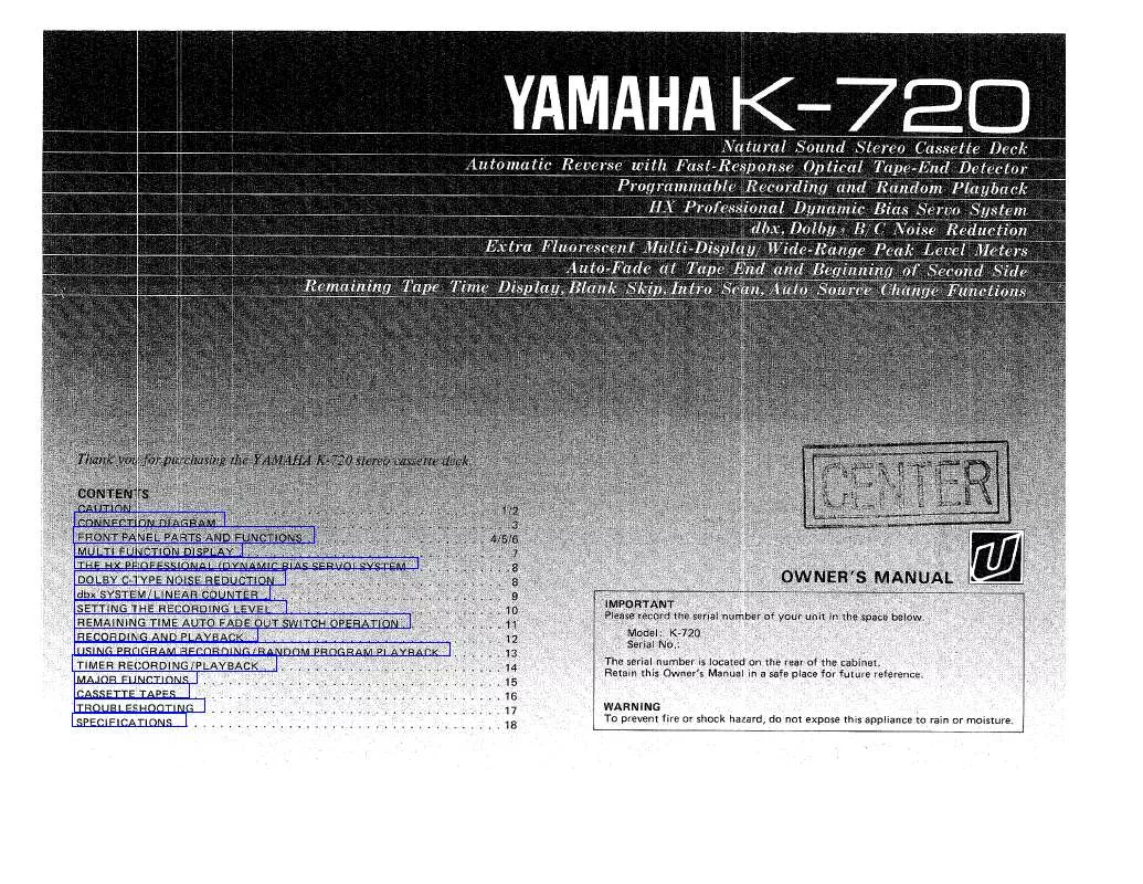 Mode d'emploi YAMAHA K-720