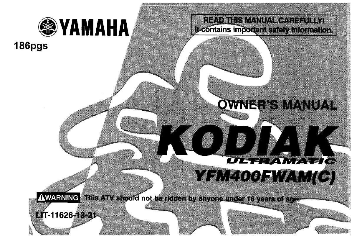 Mode d'emploi YAMAHA KODIAK 400 AUTO. 4X4-2000