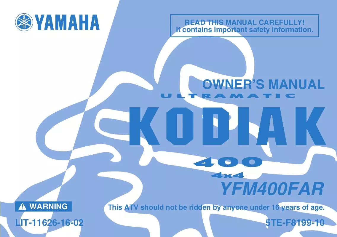 Mode d'emploi YAMAHA KODIAK 400 AUTO. 4X4-2003