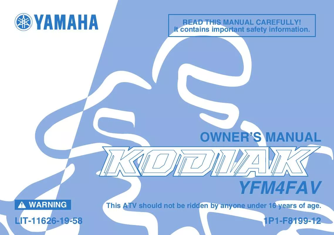 Mode d'emploi YAMAHA KODIAK 400 AUTO. 4X4-2006