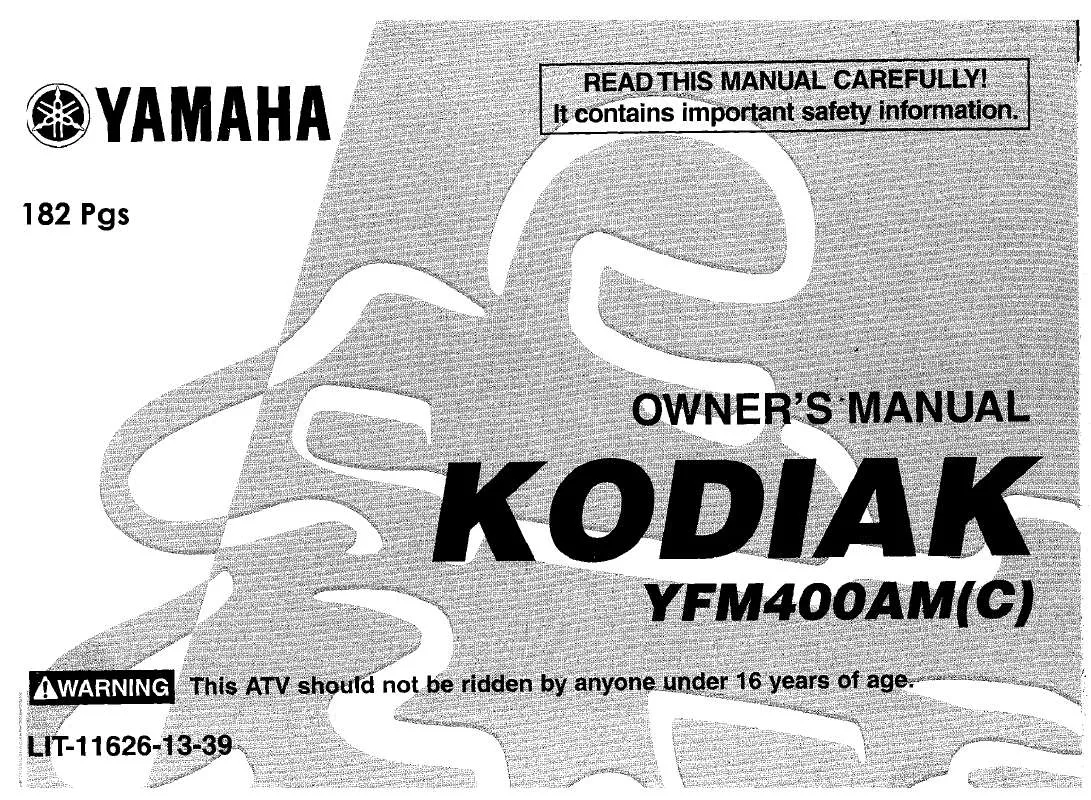 Mode d'emploi YAMAHA KODIAK 400 AUTOMATIC-2000