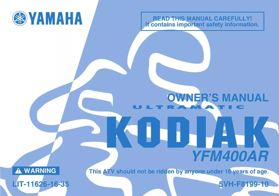 Mode d'emploi YAMAHA KODIAK 400 AUTOMATIC-2003