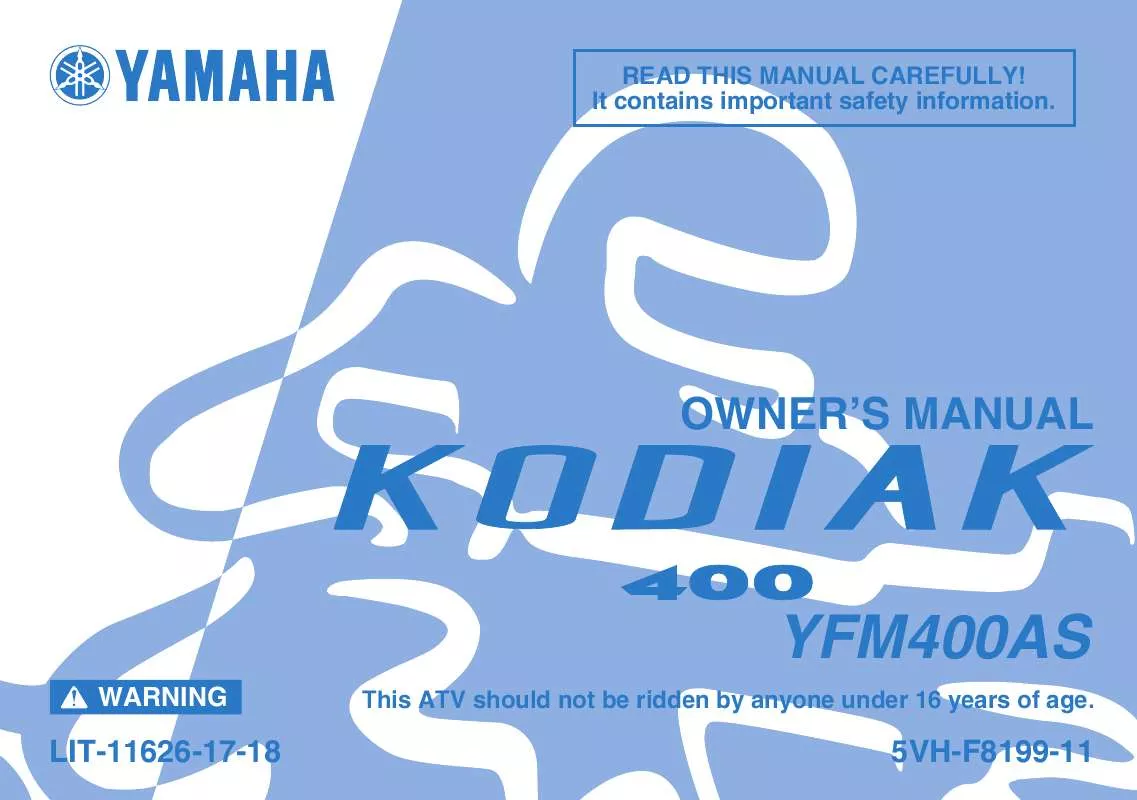 Mode d'emploi YAMAHA KODIAK 400 AUTOMATIC-2004