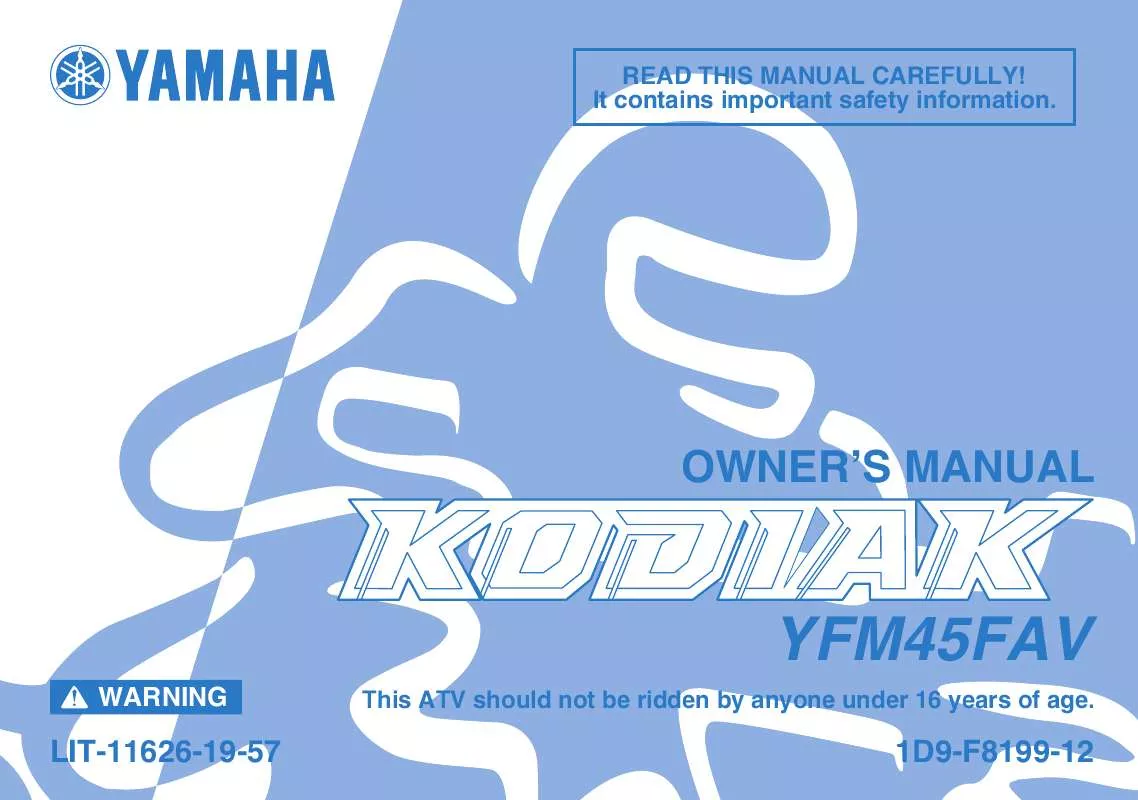 Mode d'emploi YAMAHA KODIAK 450 AUTO. 4X4 OUTDOORSMAN EDITION-2006