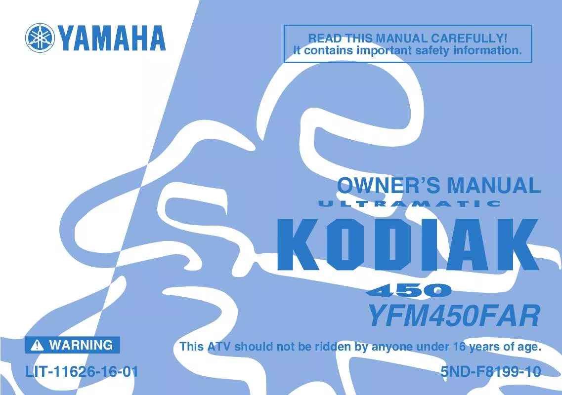Mode d'emploi YAMAHA KODIAK 450 AUTO. 4X4-2003