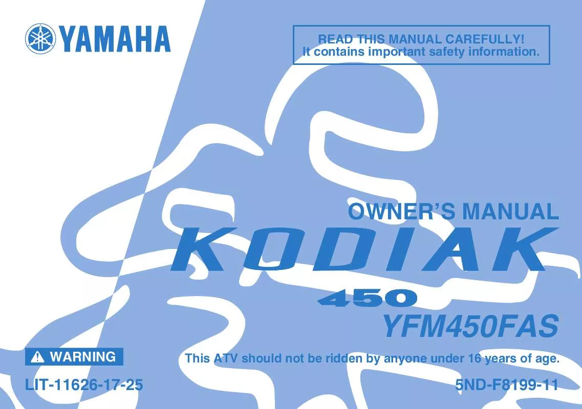 Mode d'emploi YAMAHA KODIAK 450 AUTO. 4X4-2004
