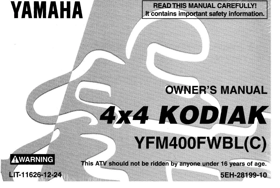 Mode d'emploi YAMAHA KODIAK 4X4-1999