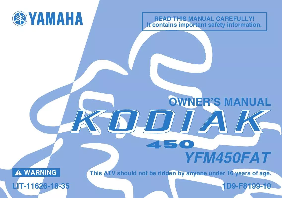Mode d'emploi YAMAHA KODIAK 450 YFM450FAT