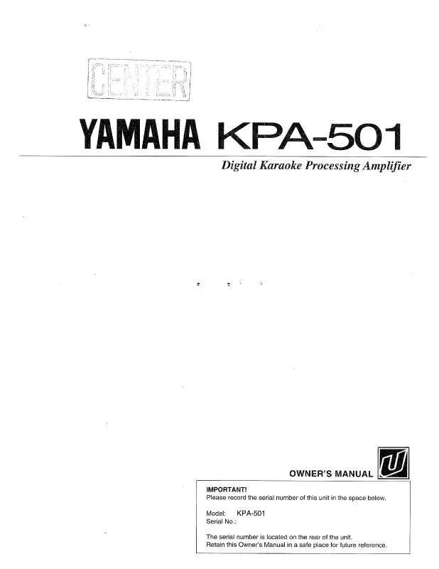 Mode d'emploi YAMAHA KPA501