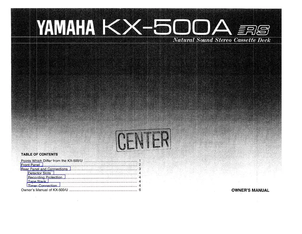 Mode d'emploi YAMAHA KX-500A