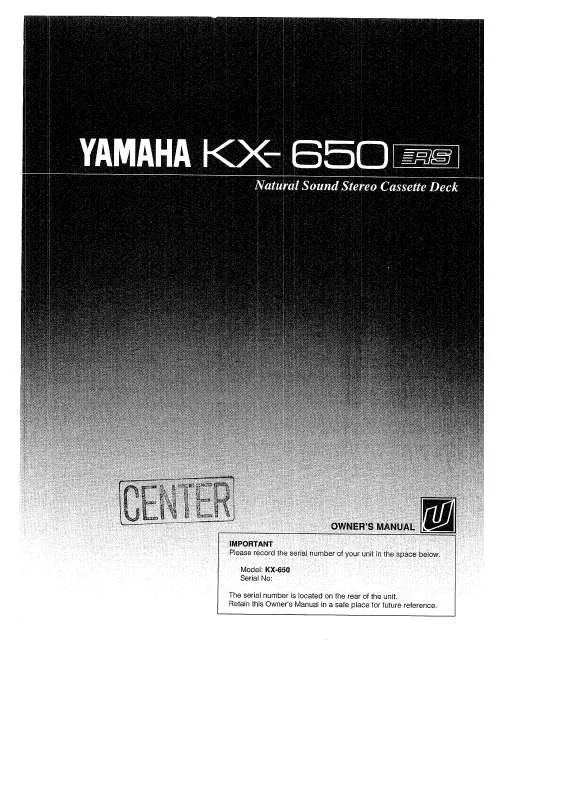 Mode d'emploi YAMAHA KX-650