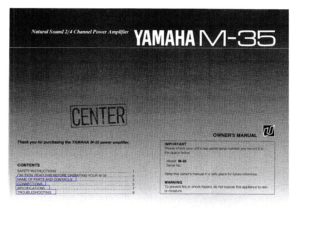 Mode d'emploi YAMAHA M-35