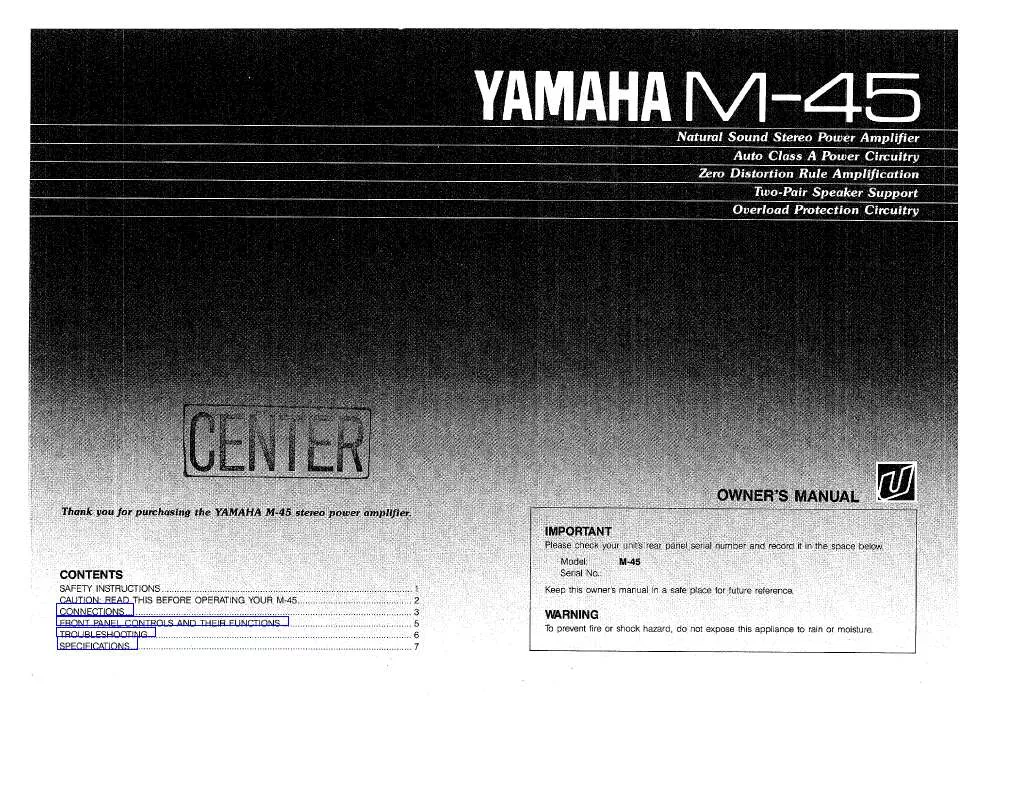 Mode d'emploi YAMAHA M-45