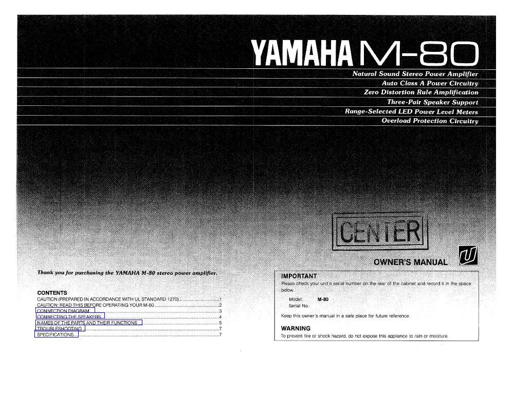 Mode d'emploi YAMAHA M-80