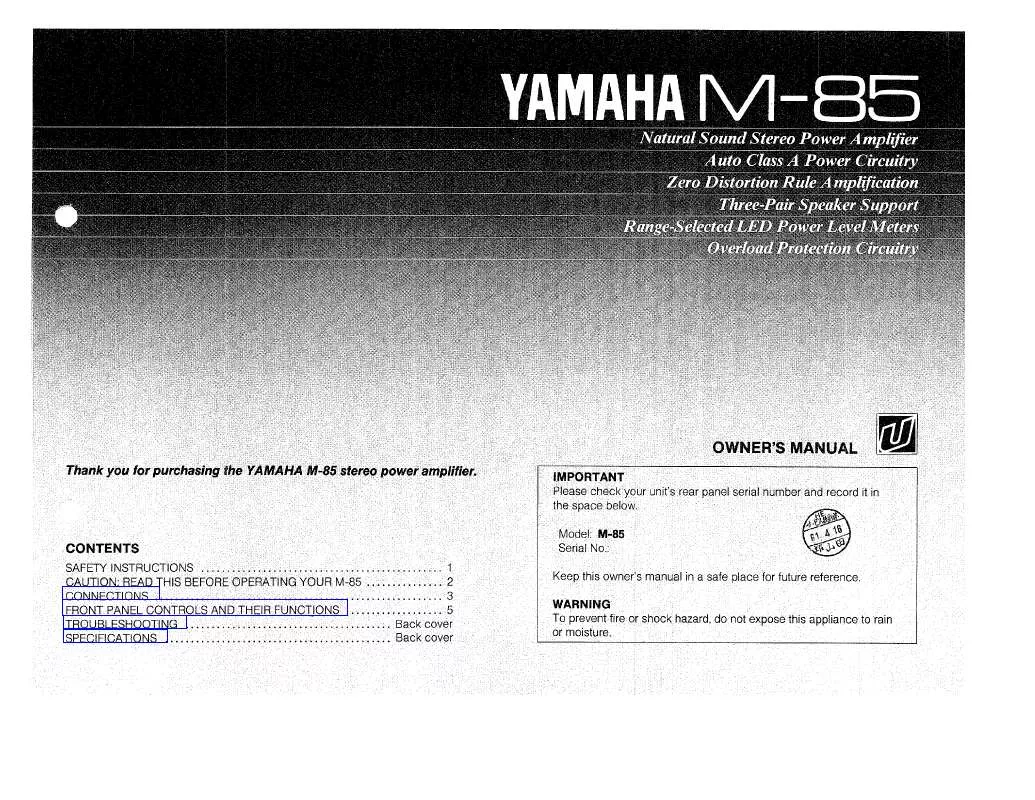 Mode d'emploi YAMAHA M-85